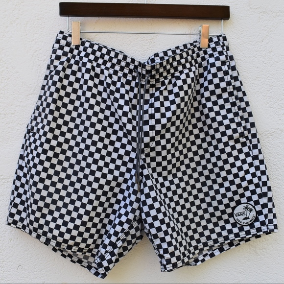 checkerboard swim trunks